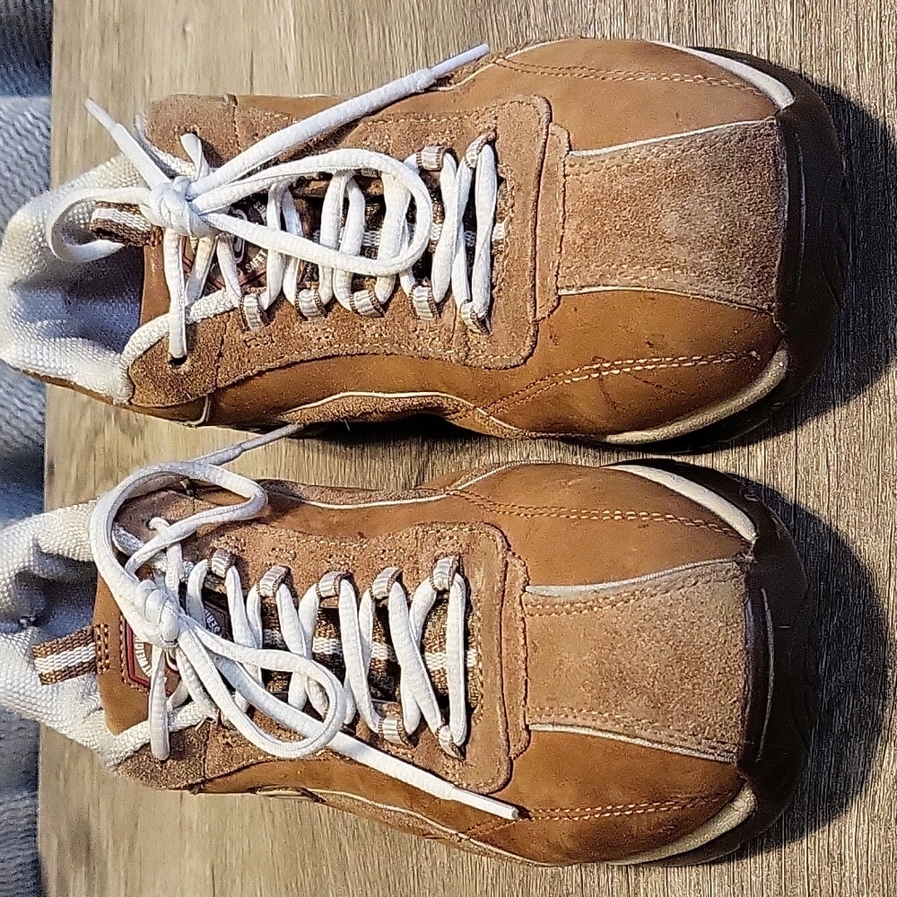 Skechers Brown Suede Slip Resistant Steel Toe Sz 8 76348 Work Shoe